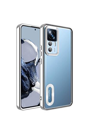 Xiaomi Mi 12T Kılıf Logo Yeri Açık Kamera Lens Korumalı Renkli Kenarlı Şeffaf Silikon