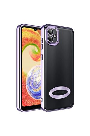 Samsung Galaxy A04 Kılıf Logo Yeri Açık Kamera Lens Korumalı Renkli Kenarlı Şeffaf Silikon