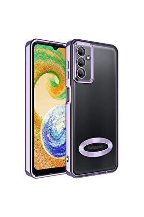 Samsung Galaxy A04S Kılıf Logo Yeri Açık Kamera Lens Korumalı Renkli Kenarlı Şeffaf Silikon
