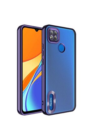 Xiaomi Redmi 9C Kılıf Logo Yeri Açık Kamera Lens Korumalı Renkli Kenarlı Şeffaf Silikon