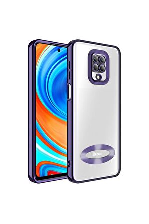 Xiaomi Redmi Note 9 Pro Kılıf Logo Yeri Açık Kamera Lens Korumalı Renkli Kenarlı Şeffaf Silikon