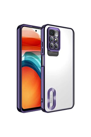 Xiaomi Redmi 10 Kılıf Logo Yeri Açık Kamera Lens Korumalı Renkli Kenarlı Şeffaf Silikon