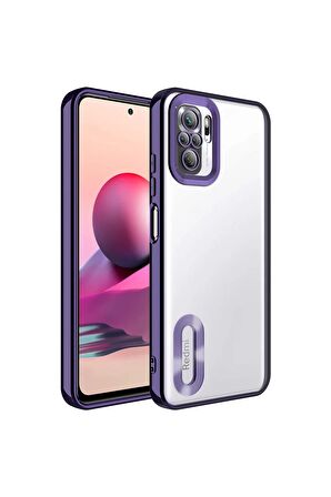 Xiaomi Redmi Note 10 Kılıf Logo Yeri Açık Kamera Lens Korumalı Renkli Kenarlı Şeffaf Silikon
