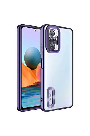 Xiaomi Redmi Note 10 Pro Kılıf Logo Yeri Açık Kamera Lens Korumalı Renkli Kenarlı Şeffaf Silikon