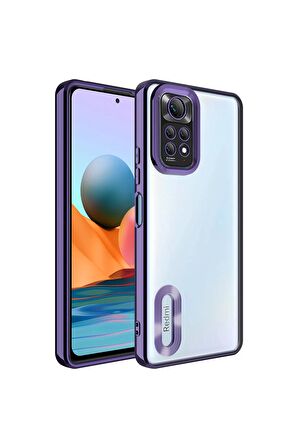 Xiaomi Redmi Note 11 Global Kılıf Logo Yeri Açık Kamera Lens Korumalı Renkli Kenarlı Şeffaf Silikon