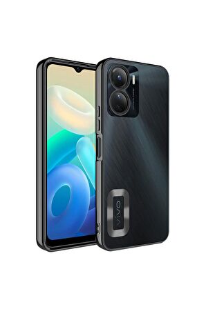 Vivo Y16 Kılıf Logo Yeri Açık Kamera Lens Korumalı Renkli Kenarlı Şeffaf Silikon