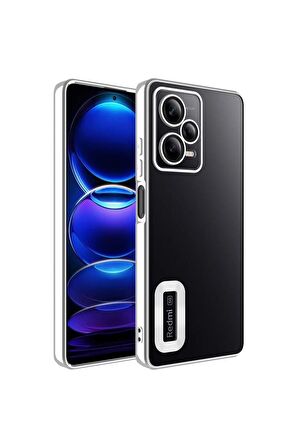 Xiaomi Redmi Note 12 5G Kılıf Logo Yeri Açık Kamera Lens Korumalı Renkli Kenarlı Şeffaf Silikon