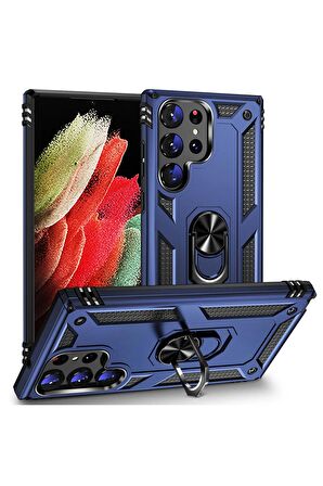 Samsung Galaxy S23 Ultra Kılıf Yüzüklü Standli Tank Kapak