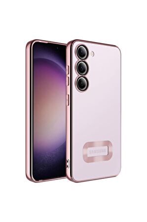 Samsung Galaxy S23 Plus Kılıf Logo Yeri Açık Kamera Lens Korumalı Renkli Kenarlı Şeffaf Silikon