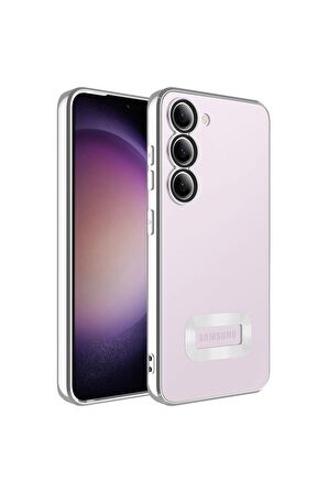 Samsung Galaxy S23 Plus Kılıf Logo Yeri Açık Kamera Lens Korumalı Renkli Kenarlı Şeffaf Silikon
