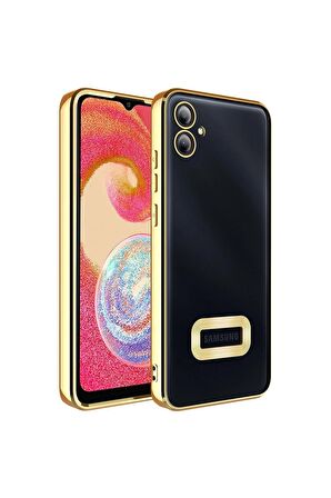 Samsung Galaxy A04E Kılıf Logo Yeri Açık Kamera Lens Korumalı Renkli Kenarlı Şeffaf Silikon