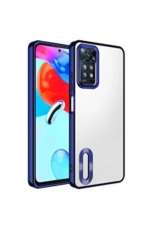 Xiaomi Redmi Note 11 Pro 5G Kılıf Logo Yeri Açık Kamera Lens Korumalı Renkli Kenarlı Şeffaf Silikon