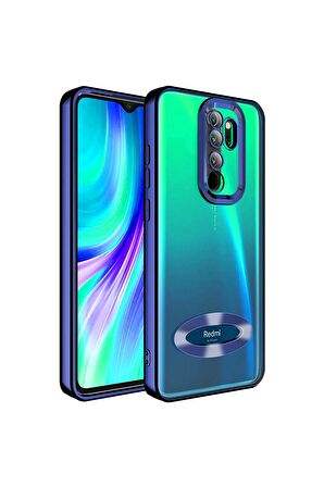 Xiaomi Redmi Note 8 Pro Kılıf Logo Yeri Açık Kamera Lens Korumalı Renkli Kenarlı Şeffaf Silikon
