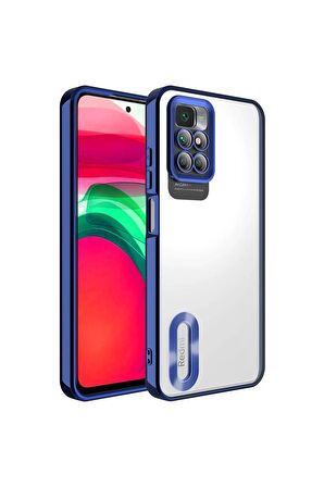 Xiaomi Redmi 10 Kılıf Logo Yeri Açık Kamera Lens Korumalı Renkli Kenarlı Şeffaf Silikon