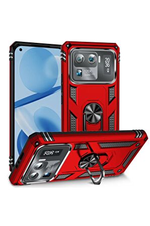 Xiaomi Mi 11 Ultra Kılıf Yüzüklü Standli Tank Kapak