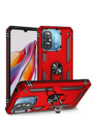 Xiaomi Redmi 12C Kılıf Yüzüklü Standli Tank Kapak
