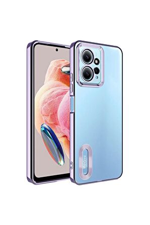 Xiaomi Redmi Note 12 4G Kılıf Logo Yeri Açık Kamera Lens Korumalı Renkli Kenarlı Şeffaf Silikon
