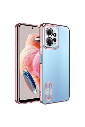 Xiaomi Redmi Note 12 4G Kılıf Logo Yeri Açık Kamera Lens Korumalı Renkli Kenarlı Şeffaf Silikon