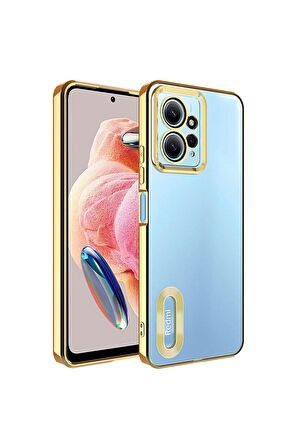 Xiaomi Redmi Note 12 4G Kılıf Logo Yeri Açık Kamera Lens Korumalı Renkli Kenarlı Şeffaf Silikon