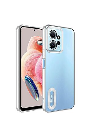 Xiaomi Redmi Note 12 4G Kılıf Logo Yeri Açık Kamera Lens Korumalı Renkli Kenarlı Şeffaf Silikon