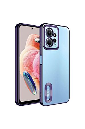 Xiaomi Redmi Note 12 4G Kılıf Logo Yeri Açık Kamera Lens Korumalı Renkli Kenarlı Şeffaf Silikon