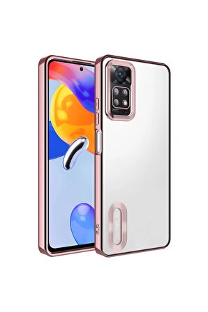 Xiaomi Redmi Note 12 Pro 4G Kılıf Logo Yeri Açık Kamera Lens Korumalı Renkli Kenarlı Şeffaf Silikon
