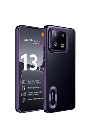 Xiaomi Mi 13 Pro Kılıf Logo Yeri Açık Kamera Lens Korumalı Renkli Kenarlı Şeffaf Silikon