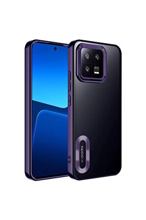 Xiaomi Mi 13 Kılıf Logo Yeri Açık Kamera Lens Korumalı Renkli Kenarlı Şeffaf Silikon