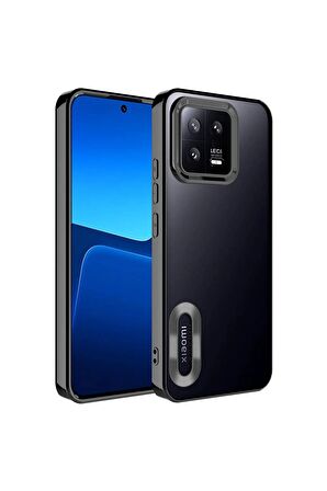 Xiaomi Mi 13 Kılıf Logo Yeri Açık Kamera Lens Korumalı Renkli Kenarlı Şeffaf Silikon