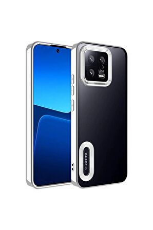 Xiaomi Mi 13 Kılıf Logo Yeri Açık Kamera Lens Korumalı Renkli Kenarlı Şeffaf Silikon