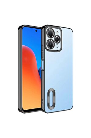 Xiaomi Redmi 12 Kılıf Logo Yeri Açık Kamera Lens Korumalı Renkli Kenarlı Şeffaf Silikon