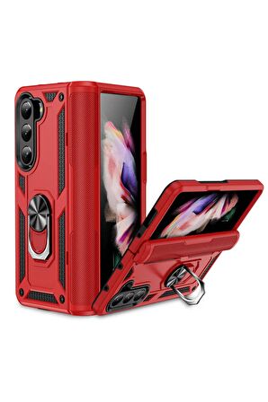 Samsung Galaxy Z Fold 5 Kılıf Yüzüklü Standli Tank Kapak