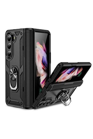 Samsung Galaxy Z Fold 5 Kılıf Yüzüklü Standli Tank Kapak
