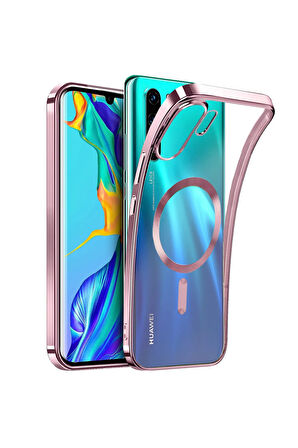 Huawei P50 PRO Kılıf Kamera Lens Korumalı Renkli Magsafe Şeffaf Silikon