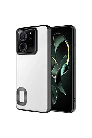 Xiaomi Mi 13T Pro Kılıf Logo Yeri Açık Kamera Lens Korumalı Renkli Kenarlı Şeffaf Silikon