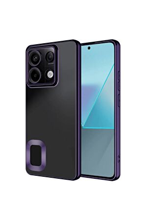 Xiaomi Redmi Note 13 Pro 5G Kılıf Logo Yeri Açık Kamera Lens Korumalı Renkli Kenarlı Şeffaf Silikon