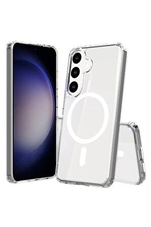 Samsung Galaxy S23 FE Kılıf Magsafe Wireless Kablosuz Şarj Uyumlu Manyetik Şeffaf Kapak