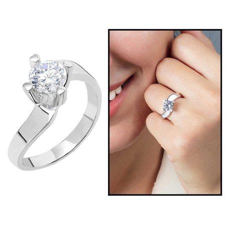 Starlight Diamond Pırlanta Montür Asimetrik 925 Ayar Gümüş Kadın Tektaş Yüzük