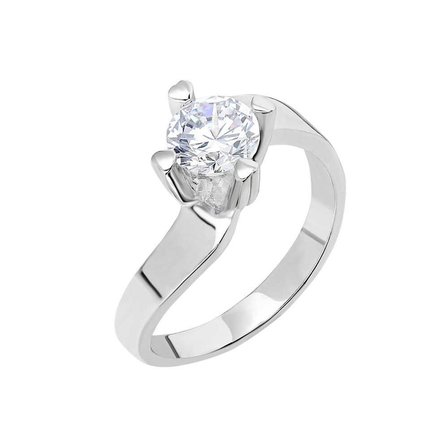 Starlight Diamond Pırlanta Montür Asimetrik 925 Ayar Gümüş Kadın Tektaş Yüzük