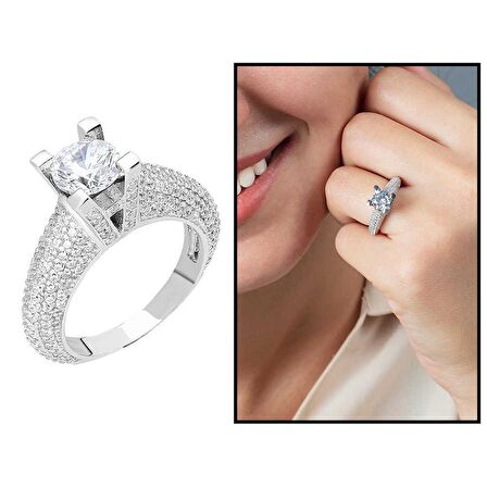 Starlight Diamond Pırlanta Montür Avangarde 925 Ayar Gümüş Kadın Tektaş Yüzük
