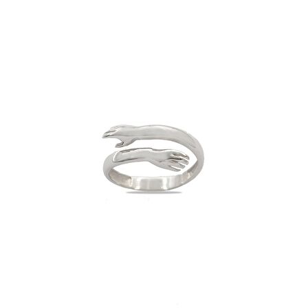 Anne-Bebek Eli Detaylı Silver Renk Free Size 925 Ayar Gümüş Kadın Yüzük