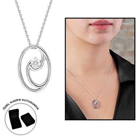 Starlight Diamond Tektaş Oval Tasarım 925 Ayar Gümüş Kadın Kolye