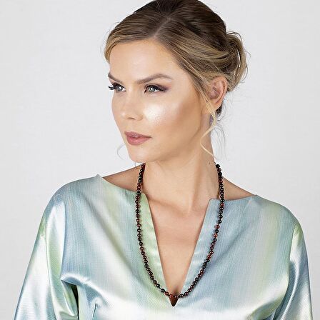 Makrome Örgülü Kırmızı Akik Doğaltaş Kadın Kolye