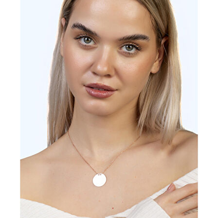 Basic Model Rose Renk Kişiye Özel İsim Harf Yazılı 925 Ayar Gümüş Kadın Kolye