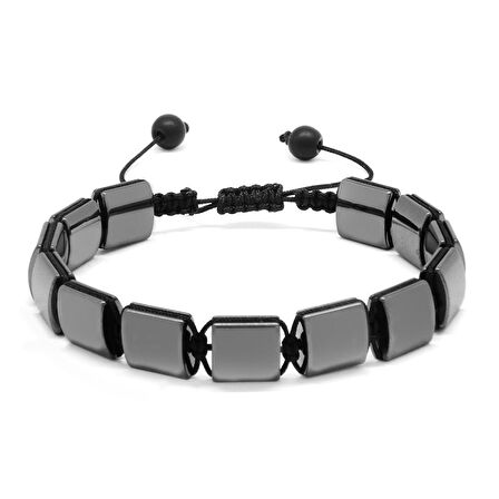 Makrome Örgü Hematit Doğaltaş Bileklik