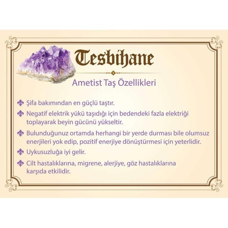 Hem Bileklik - Hem Kolye - Hem Tesbih 99'lu Mor Ametist Doğaltaş Takı