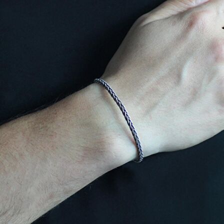 El İşçiliği Foxtail Tasarım 1000 Ayar Gümüş Kazaz Erkek Bileklik