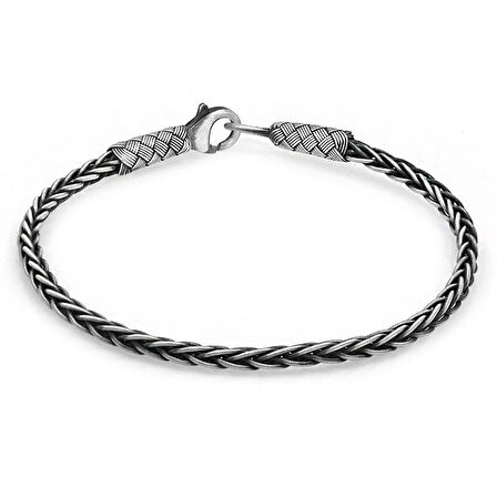 El İşçiliği Foxtail Tasarım 1000 Ayar Gümüş Kazaz Erkek Bileklik