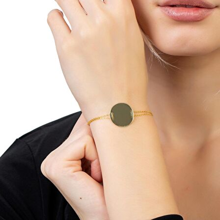 Gold Renk Kişiye Özel İsim Yazılı 925 Ayar Gümüş Kadın Bileklik