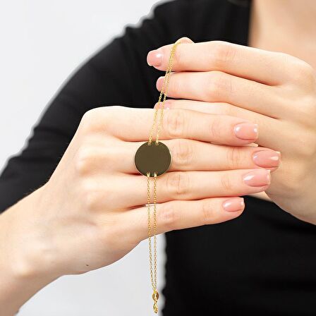 Gold Renk Kişiye Özel İsim Yazılı 925 Ayar Gümüş Kadın Bileklik